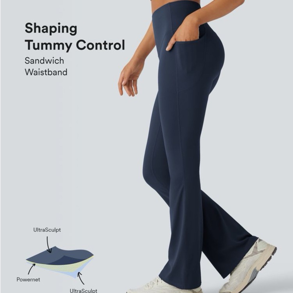HALARA Navy Shaping Tummy Control Flare Leggings